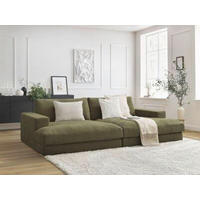 BIGSOFA LEONARD Struktur Grün  - Schwarz/Grün, MODERN, Kunststoff/Textil (234/77/159cm)