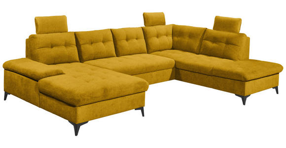 WOHNLANDSCHAFT Gelb Webstoff - Gelb/Schwarz, KONVENTIONELL, Kunststoff/Textil (170/324/218cm) - Carryhome