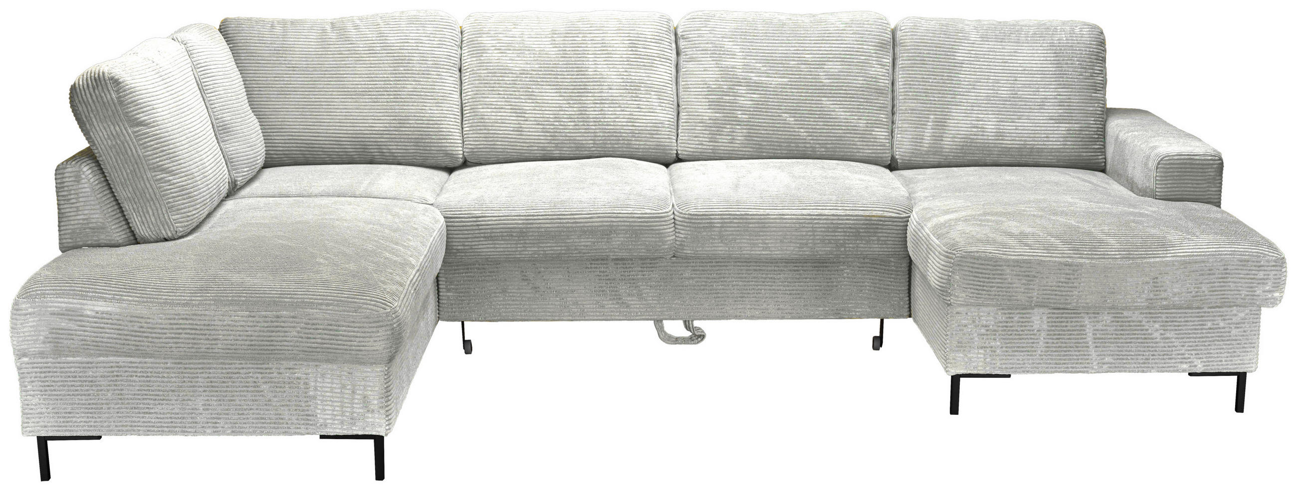 WOHNLANDSCHAFT Naturfarben Cord  - Schwarz/Naturfarben, KONVENTIONELL, Textil/Metall (197/303/148cm) - Carryhome