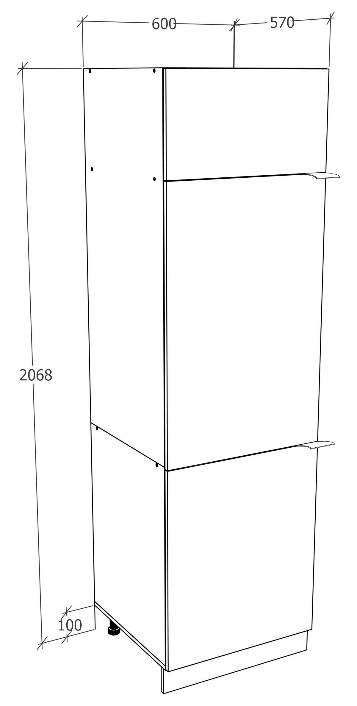 PORSLINSSKÅP 60/207/57 cm  i vit  - vit/svart, Trend, trämaterial/plast (60/207/57cm) - MID.YOU