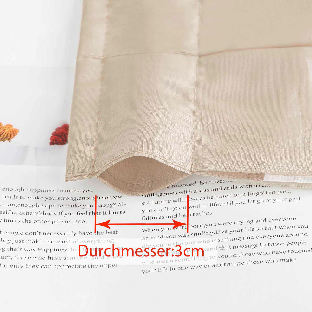KURZGARDINE   120/125 cm   - Sandfarben/Weiß, Basics, Textil (120/125cm)