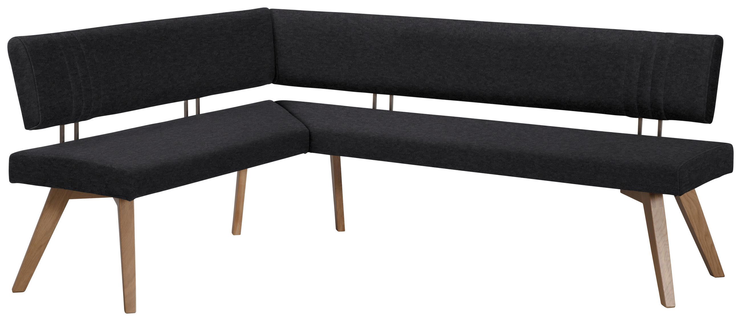 ECKBANK 160/170 cm in Schwarz, Wildeiche - Wildeiche/Eichefarben, Design, Holz/Textil (160/170cm) - Venda