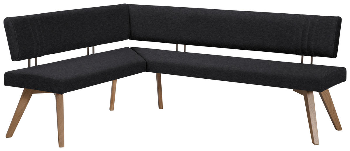 ECKBANK 190/200 cm  in Schwarz, Wildeiche  - Wildeiche/Eichefarben, Design, Holz/Textil (190/200cm) - Venda