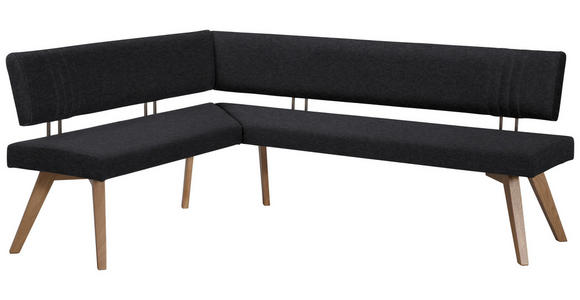 ECKBANK 160/190 cm in Schwarz, Wildeiche - Wildeiche/Eichefarben, Design, Holz/Textil (160/190cm) - Venda
