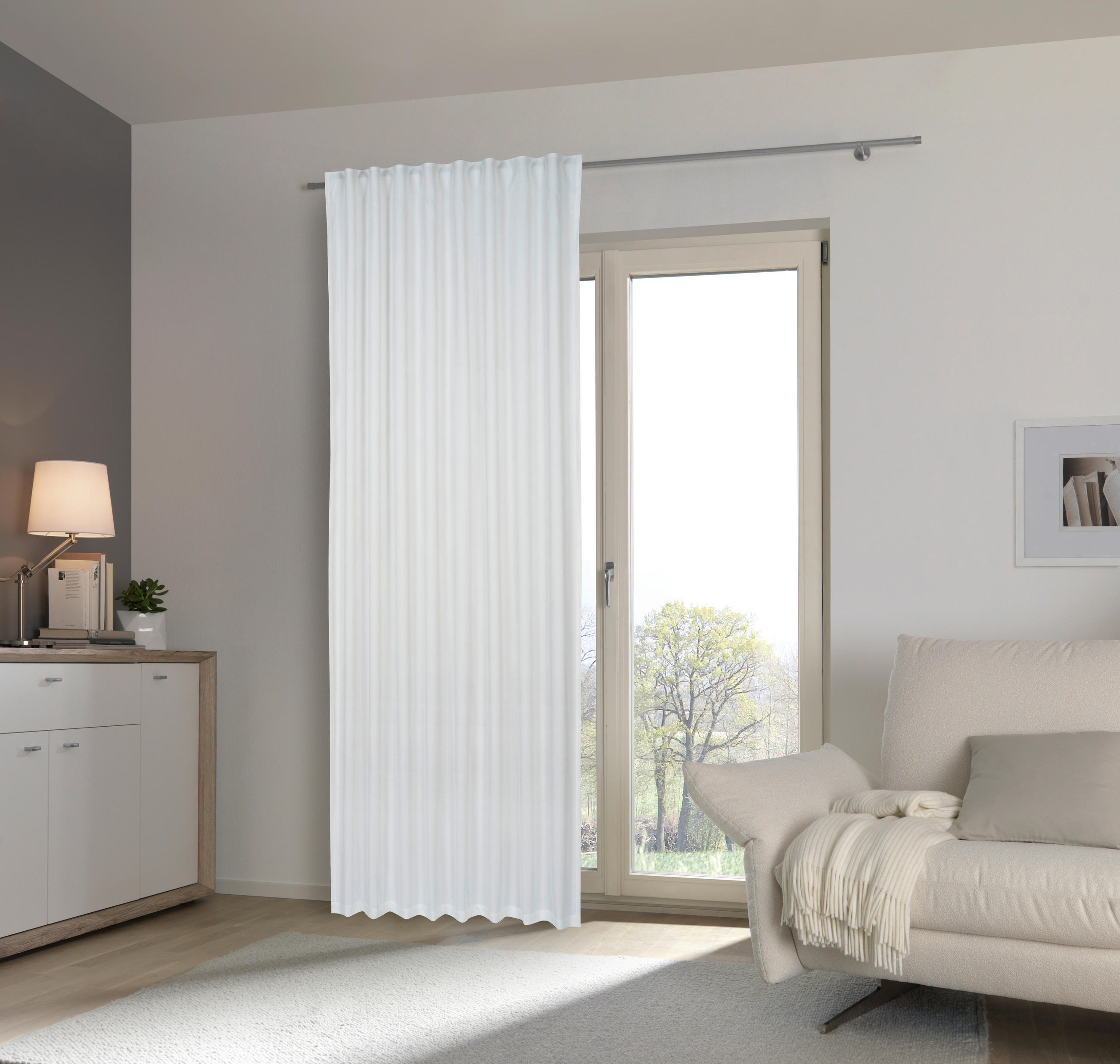 HOTOVÝ ZÁVES, nepriehľadné, 135/245 cm - biela, Basics, textil (135/245cm) - Esposa