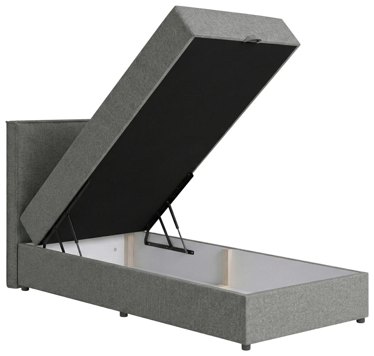 BOXBETT 100/200 cm,  in Grau, H3 = fest  - Schwarz/Grau, MODERN, Kunststoff/Textil (100/200cm) - MID.YOU