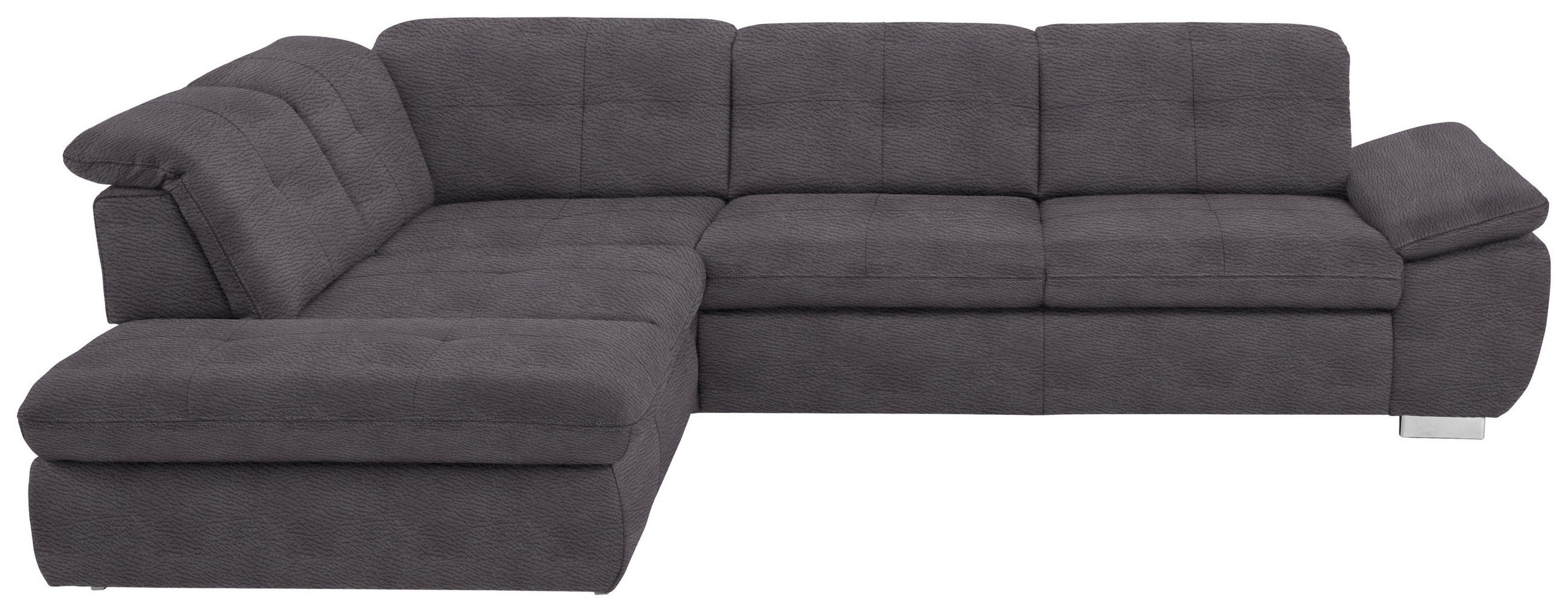 ECKSOFA in Mikrofaser Grau  260/320 cm  - Silberfarben/Grau, Design, Textil/Metall (260/320cm) - Beldomo Speed