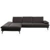ECKSOFA in Echtleder Grau  195/308 cm  - Schwarz/Grau, Design, Leder/Metall (195/308cm) - Dieter Knoll