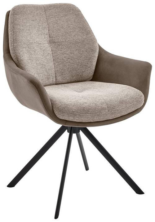 ARMLEHNSTUHL  in Eisen Webstoff, Mikrofaser  - Taupe/Schwarz, Design, Textil/Metall (62/83,5/65cm) - Valnatura