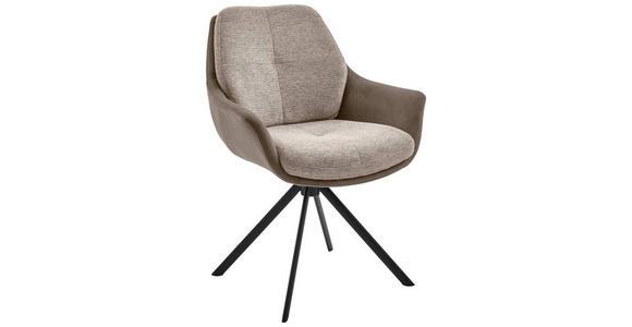 ARMLEHNSTUHL in Eisen Webstoff, Mikrofaser - Taupe/Schwarz, Design, Textil/Metall (62/83,5/65cm) - Valnatura