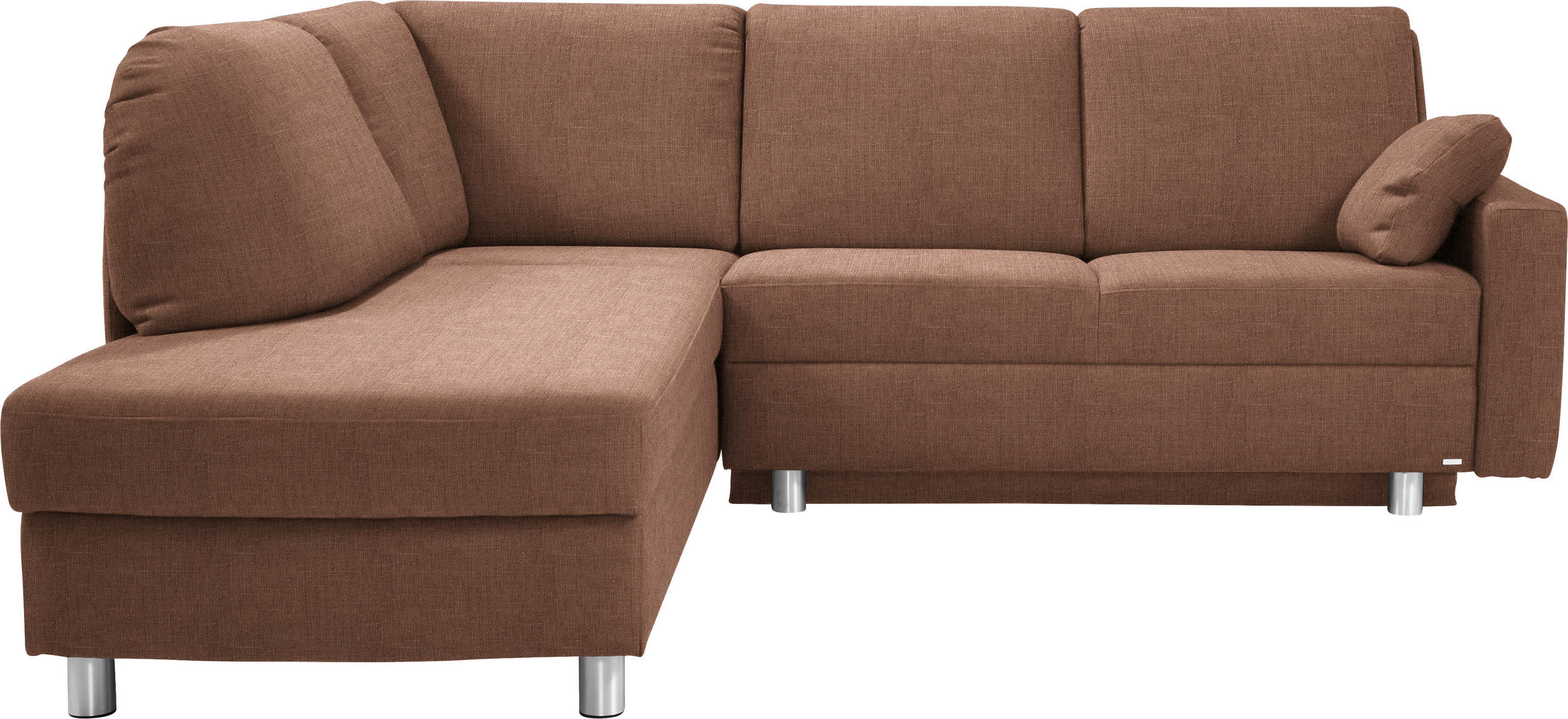 ECKSOFA 208/227 cm  in Chenille Braun Zierkissen, Armlehnenkissen  208/227 cm  - Alufarben/Braun, KONVENTIONELL, Textil/Metall (208/227cm) - Sedda