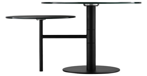 COUCHTISCH in Metall, Glas 87,5/65/45 cm  - Schwarz, Design, Glas/Metall (87,5/65/45cm) - Carryhome