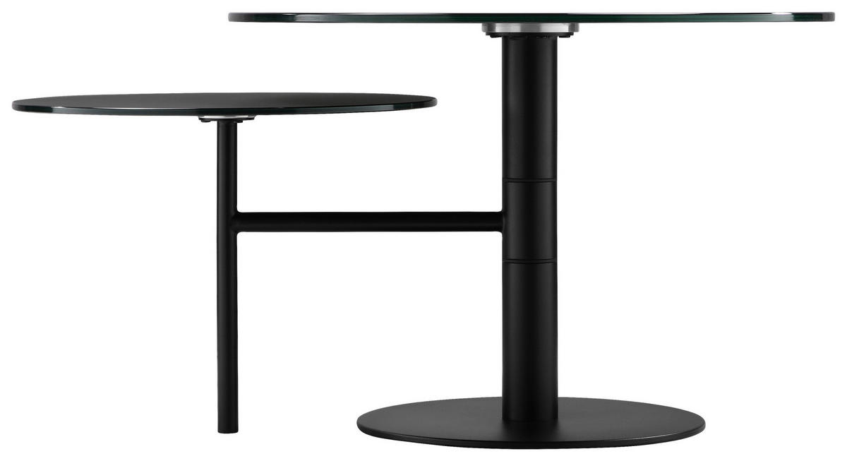 COUCHTISCH in Metall, Glas 87,5/65/45 cm  - Schwarz, Design, Glas/Metall (87,5/65/45cm) - Carryhome