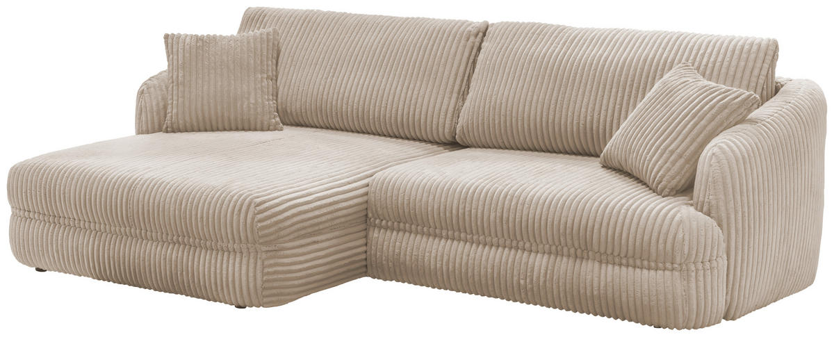 ECKSOFA in Cord Sandfarben  - Sandfarben/Schwarz, Design, Kunststoff/Textil (161/284cm) - Livetastic