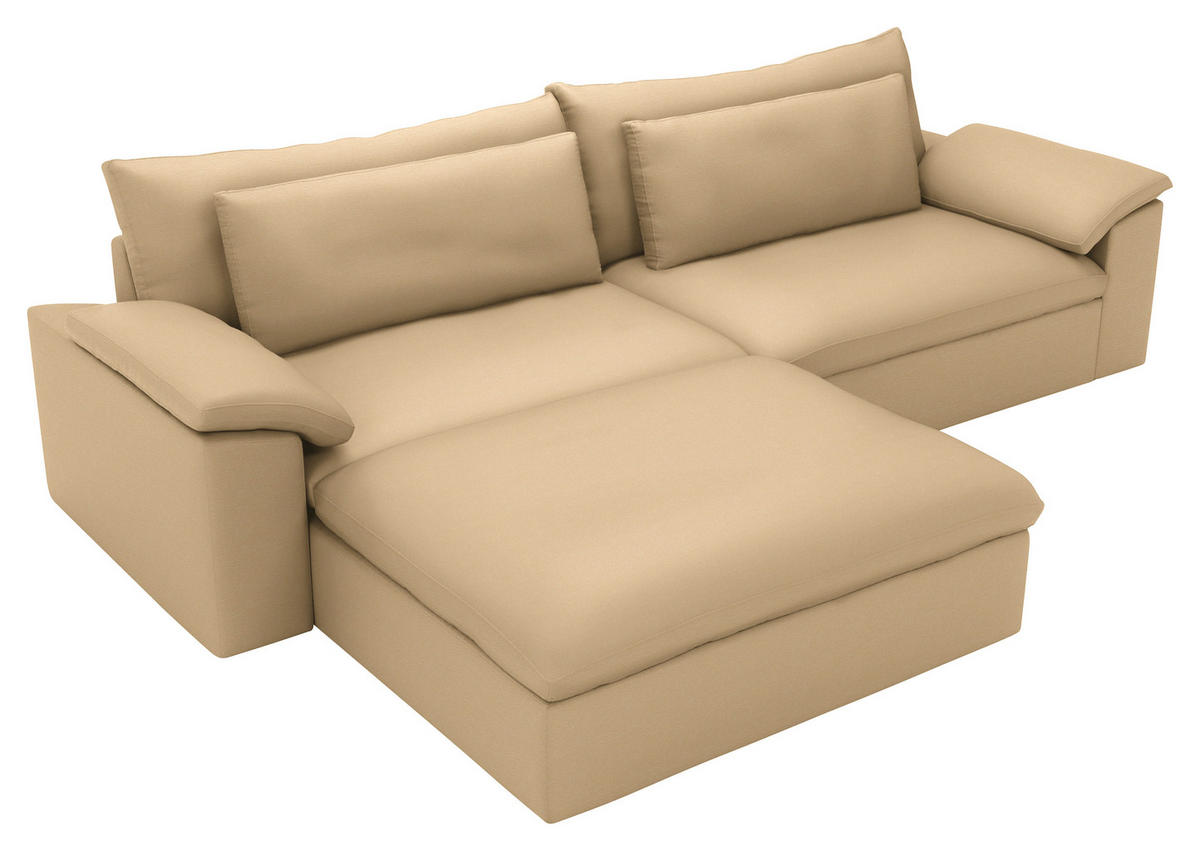 ECKSOFA  Chenille Beige  - Beige/Schwarz, Modern, Kunststoff/Textil (198/306cm) - Carryhome