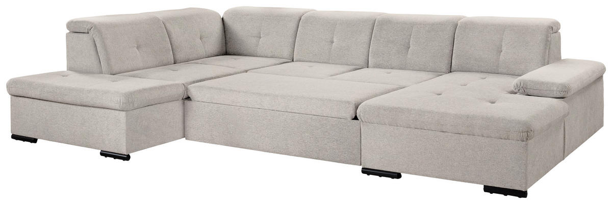 WOHNLANDSCHAFT Beige Chenille  - Beige/Grau, KONVENTIONELL, Kunststoff/Textil (188/340/240cm) - Carryhome