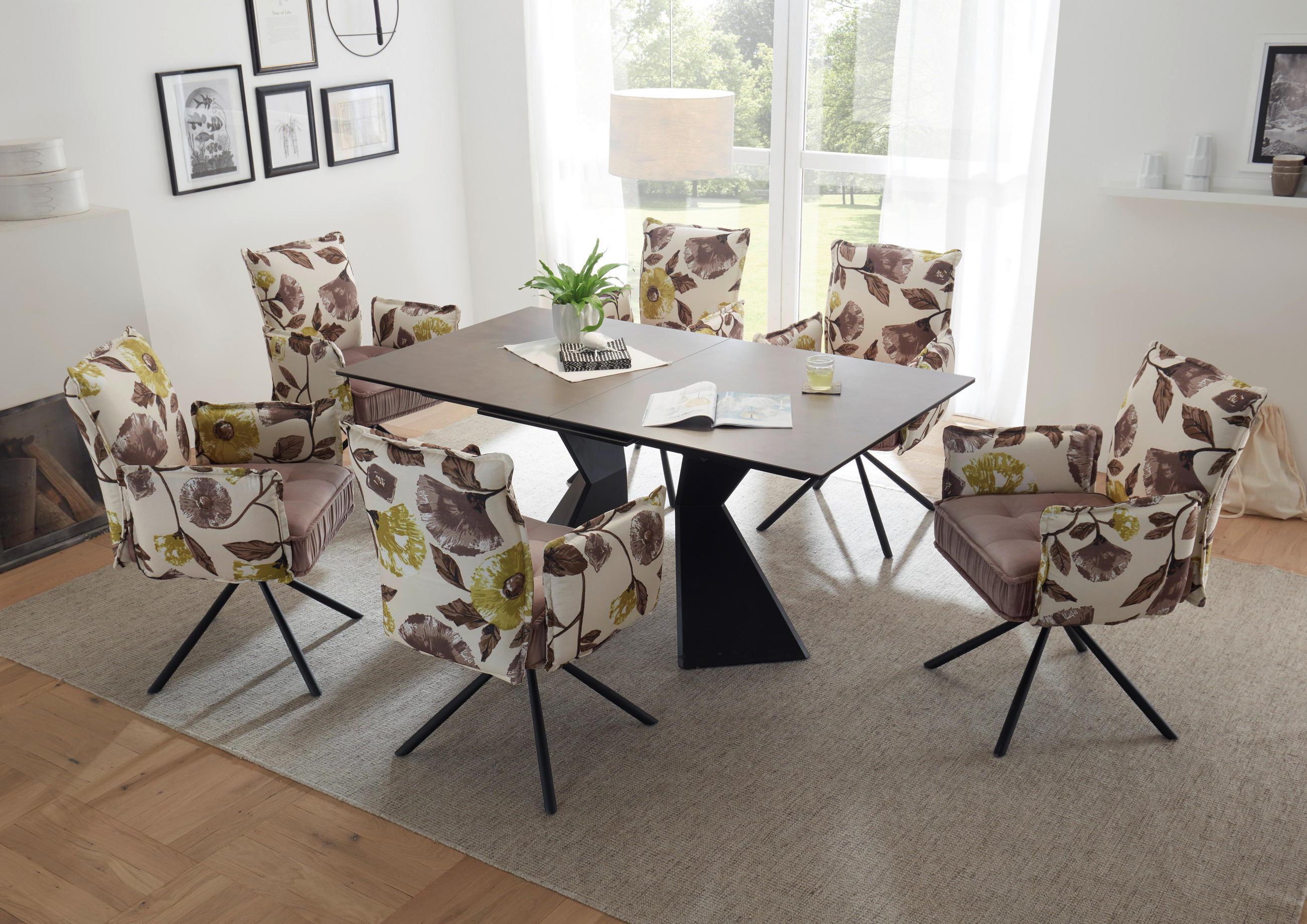 ESSTISCH in Glas, Holzwerkstoff 160-210/90/76 cm  - Taupe/Schwarz, Design, Glas/Holzwerkstoff (160-210/90/76cm) - Livetastic