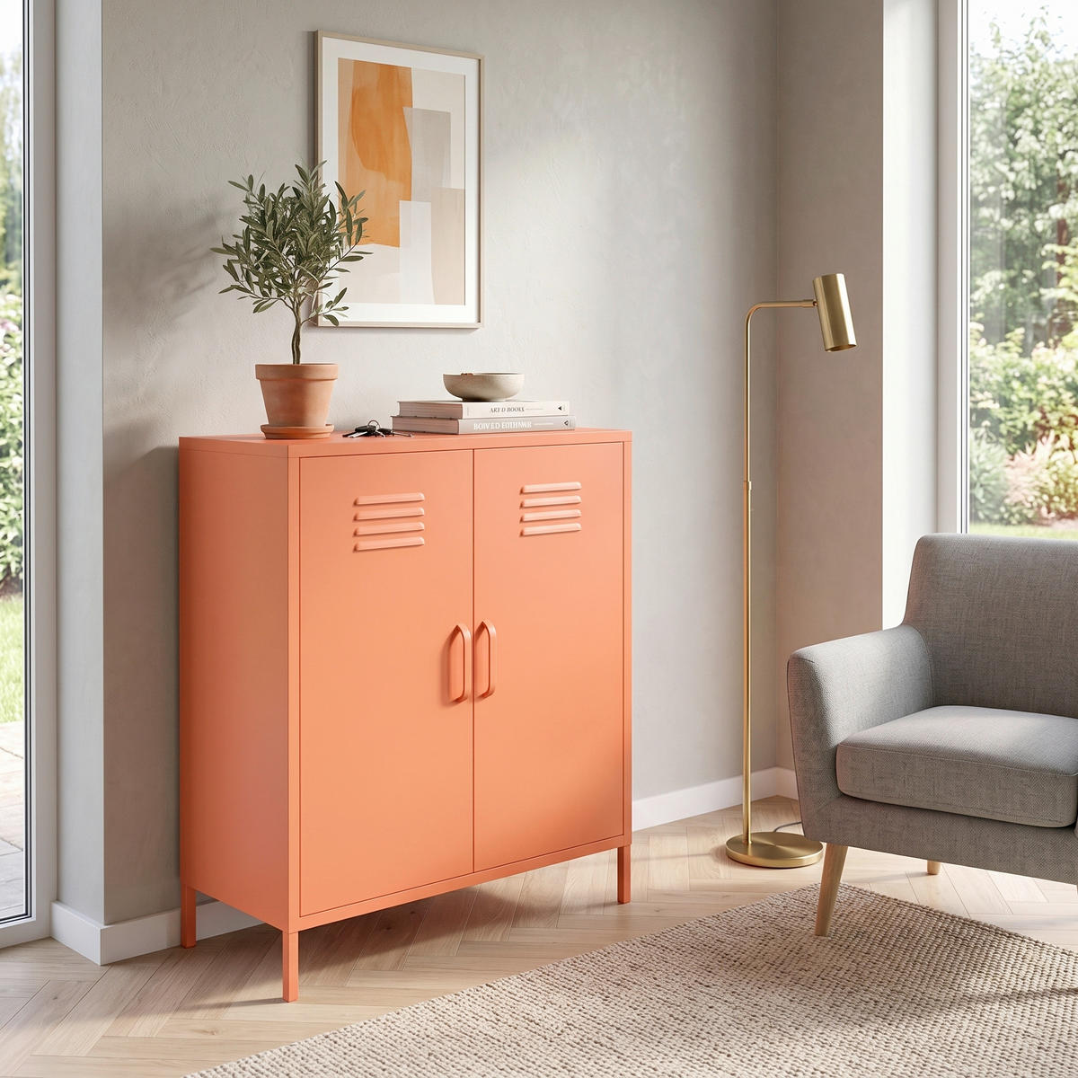 HIGHBOARD Cache 80/101/40 cm  - Orange, Design, Metall (80/101/40cm) - MID.YOU