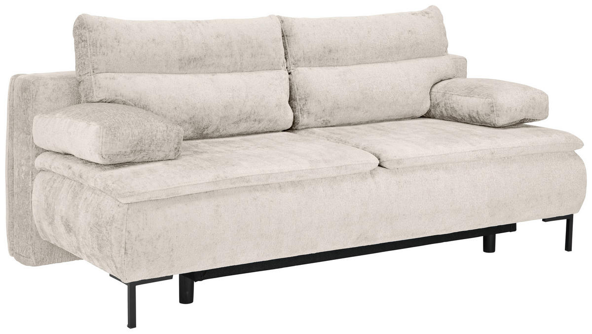 BOXSPRINGSOFA in Webstoff Beige  - Beige/Schwarz, Design, Textil/Metall (202/93/100cm) - Novel