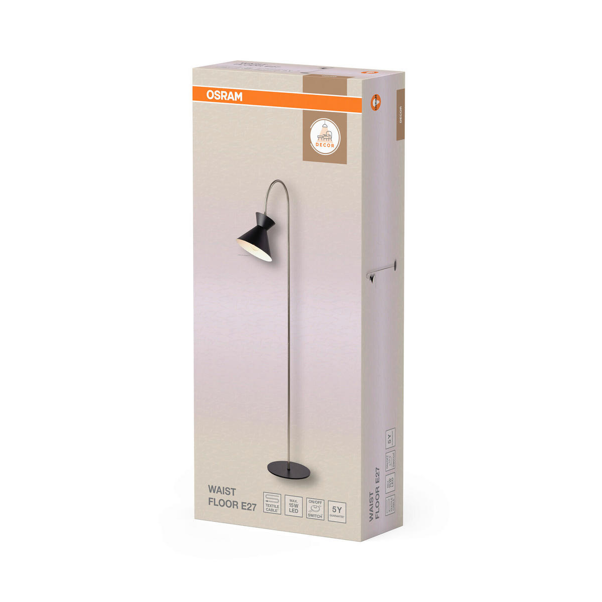 STEHLEUCHTE 24/45/140 cm    - Schwarz, Basics, Metall (24/45/140cm) - Osram