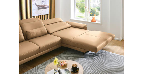 ECKSOFA in Echtleder Honig  - Schwarz/Honig, Design, Leder/Metall (332/193cm) - Dieter Knoll