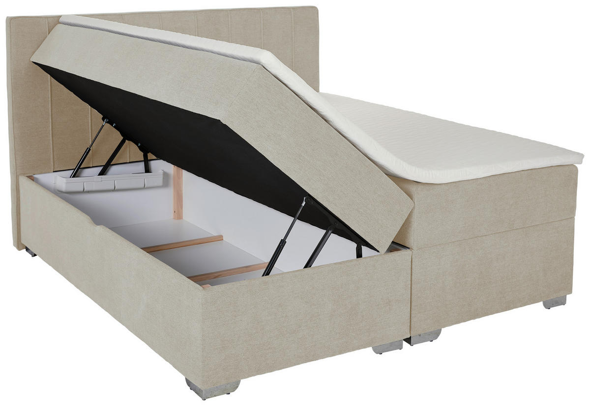 BOXBETT 200/200 cm  in Creme  - Chromfarben/Creme, Trend, Kunststoff/Textil (200/200cm) - Boxxx
