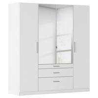 DREHTÜRENSCHRANK 181/197/54 cm,  in Weiß, 4-türig  - Alufarben/Weiß, KONVENTIONELL, Glas/Holzwerkstoff (181/197/54cm) - home24