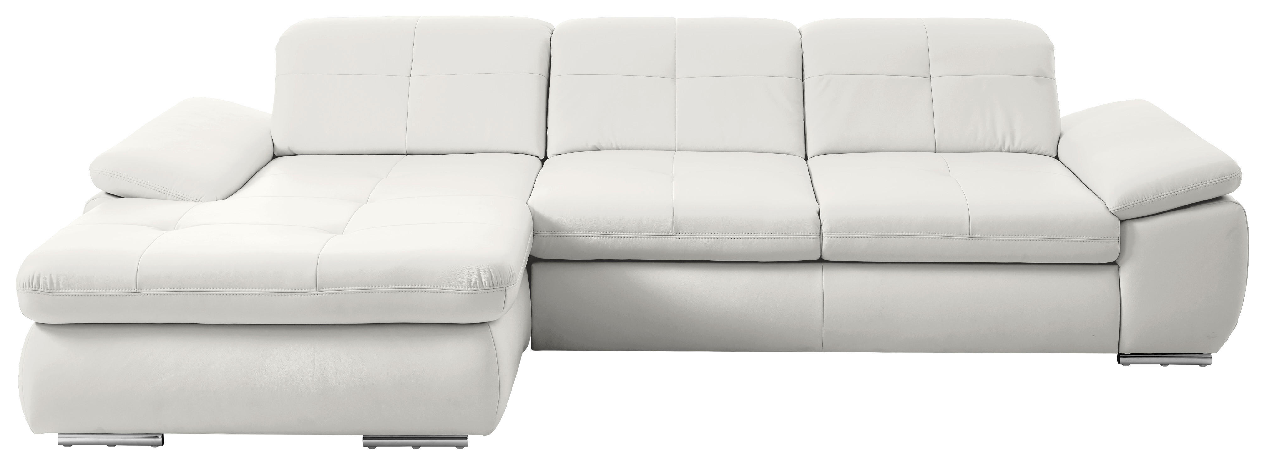 ECKSOFA Weiß Echtleder  - Edelstahlfarben/Weiß, Design, Leder/Metall (195/325cm) - Beldomo Speed