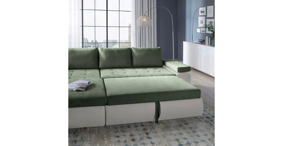 ECKSOFA  in Flachgewebe Weiß, Olivgrün  175/271 cm  - Weiß/Olivgrün, Design, Kunststoff/Textil (175/271cm) - Xora