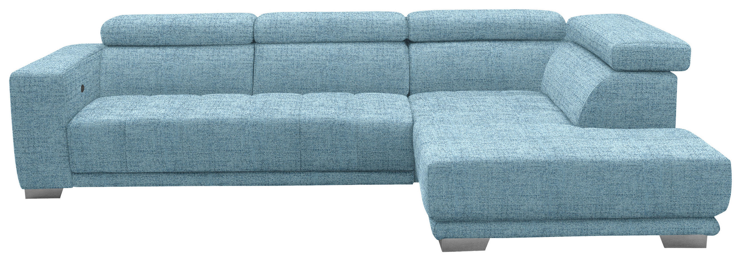 ECKSOFA in Chenille Hellblau  - Chromfarben/Hellblau, Design, Textil (301/207cm) - Xora