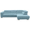 ECKSOFA in Chenille Hellblau  - Chromfarben/Hellblau, Design, Textil (301/207cm) - Xora