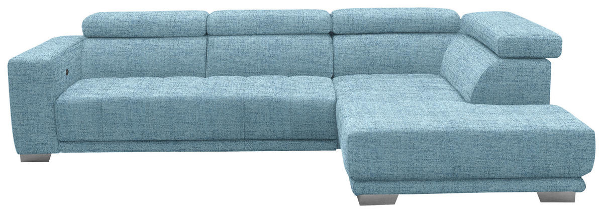 ECKSOFA in Chenille Hellblau  - Chromfarben/Hellblau, Design, Textil (301/207cm) - Xora