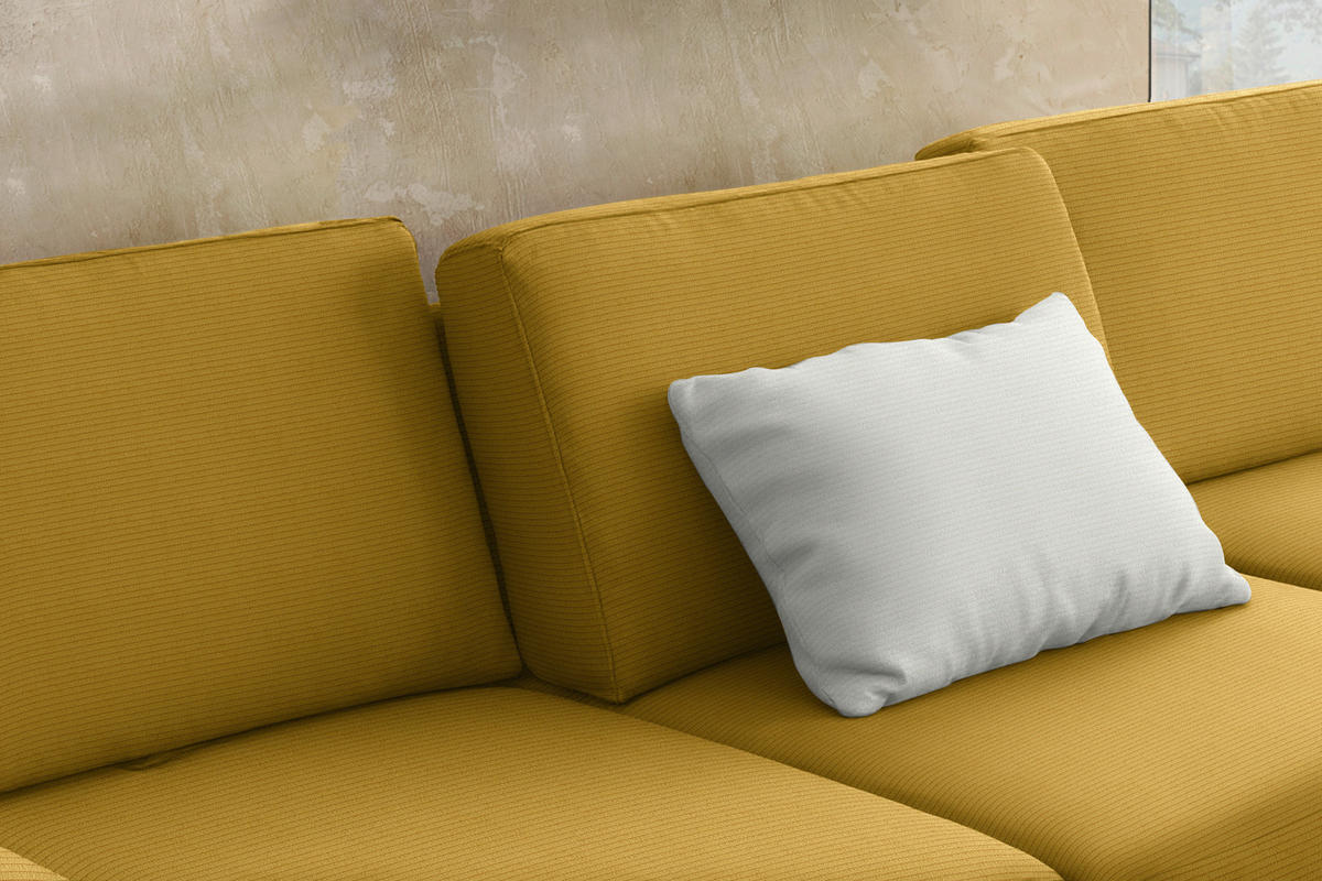 ECKSOFA Cord Goldfarben  - Goldfarben/Schwarz, Design, Textil/Metall (298/185cm) - Pure Home Lifestyle
