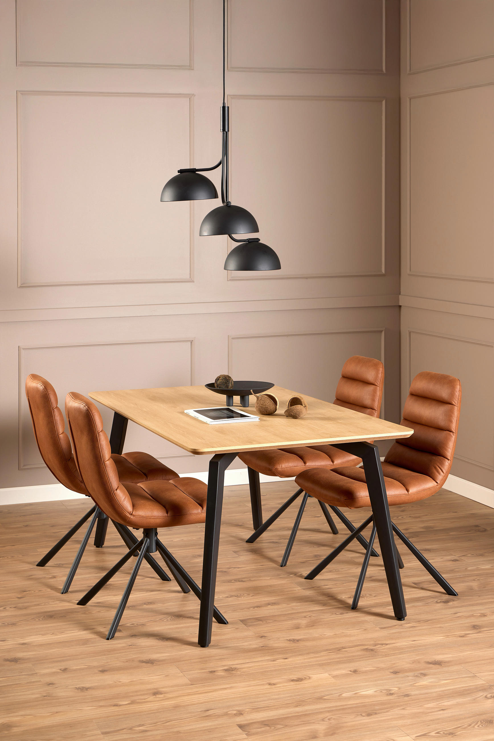 ESSTISCH rechteckig Naturfarben  - Schwarz/Naturfarben, Trend, Holzwerkstoff/Metall (160/75/90cm) - MID.YOU
