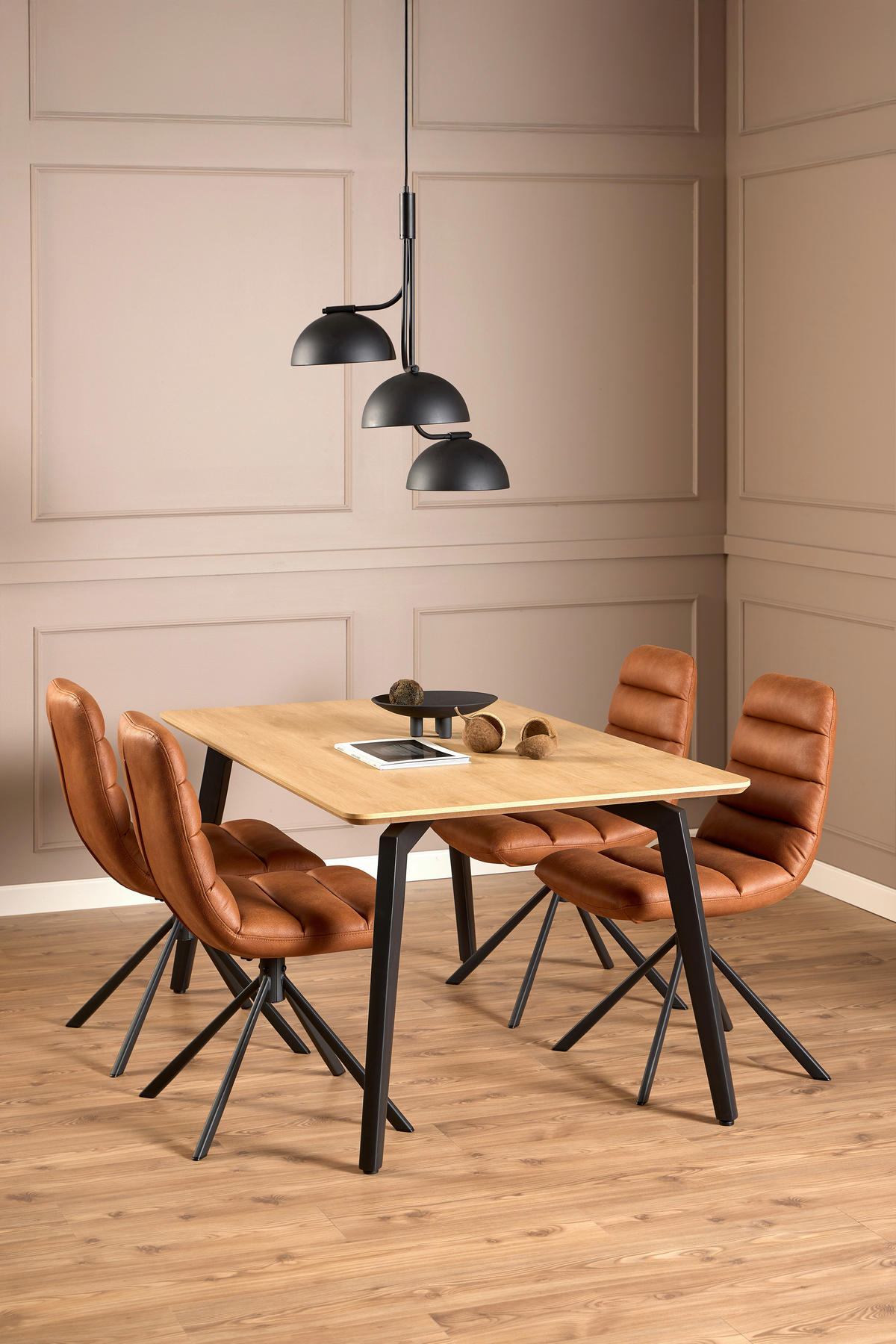 ESSTISCH rechteckig Naturfarben  - Schwarz/Naturfarben, Trend, Holzwerkstoff/Metall (160/75/90cm) - MID.YOU