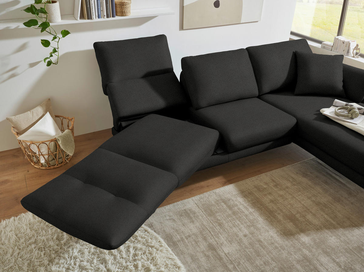 ECKSOFA  in Flachgewebe Anthrazit  255-365/175-224 cm  - Anthrazit/Schwarz, Design, Textil/Metall (255-365/175-224cm) - Dieter Knoll