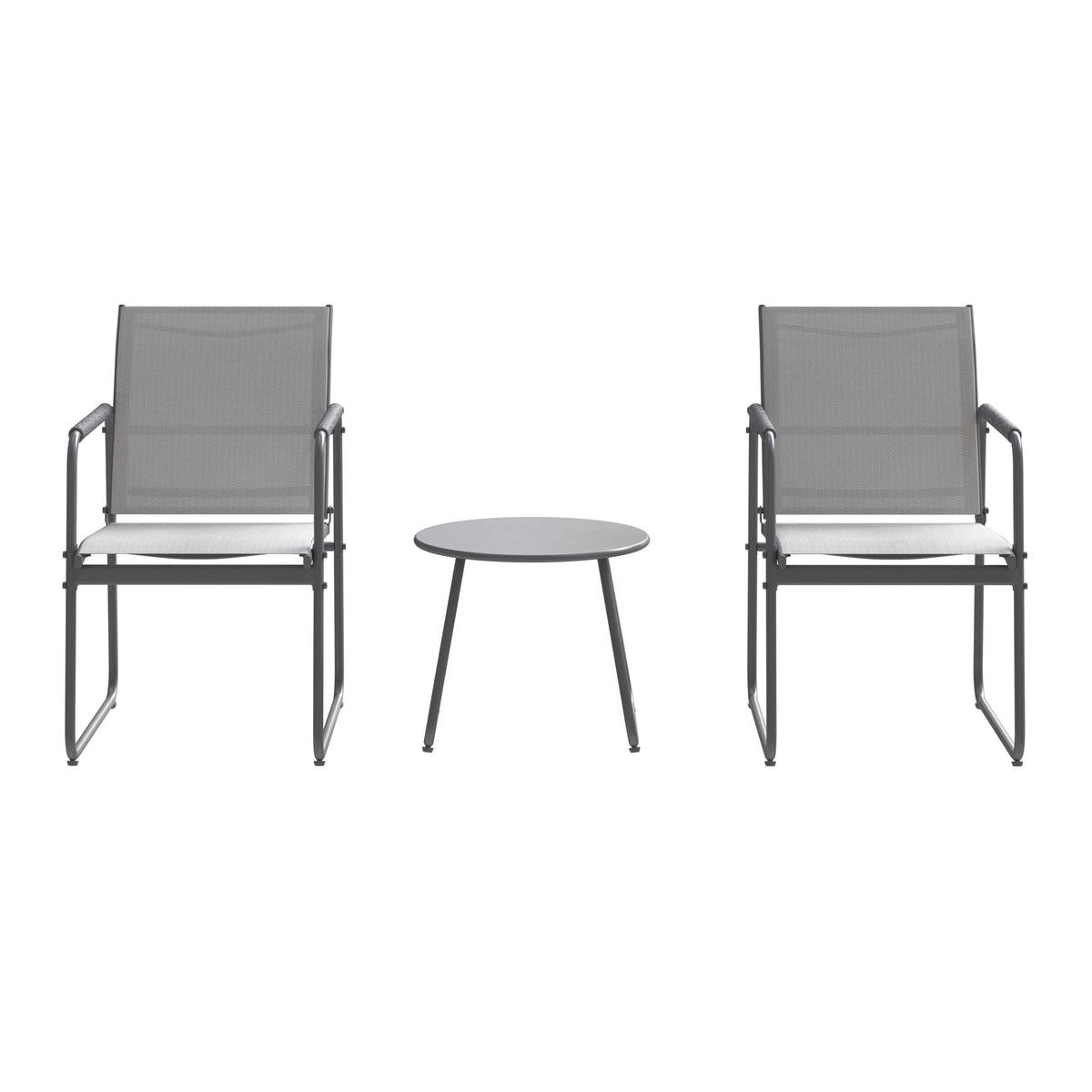 BALKONSET  3-teilig  - Grau, MODERN, Textil/Metall (49.5/83.5/60cm) - Ambia Garden