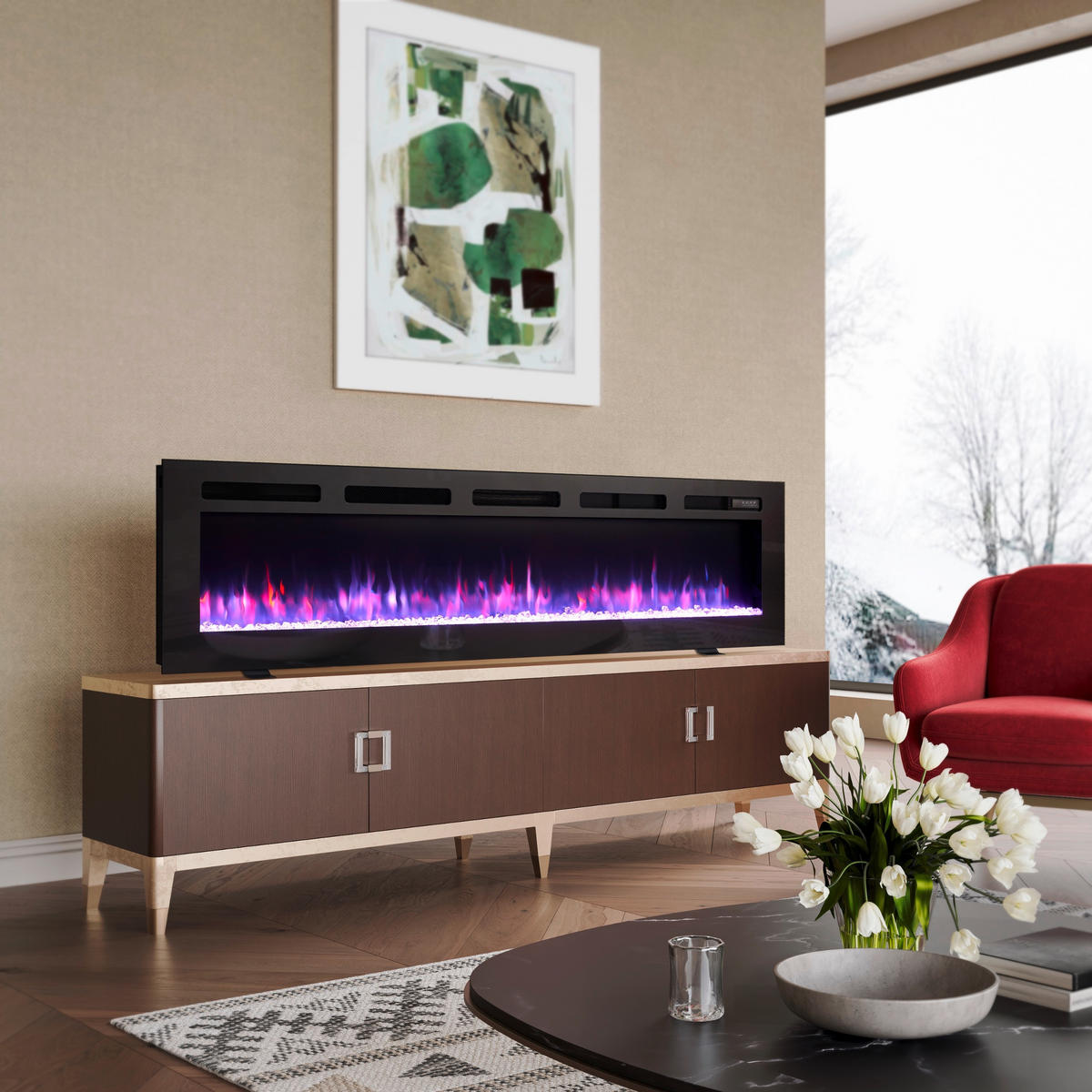 ELEKTROKAMIN - Schwarz, Basics, Metall (178/43/15cm)