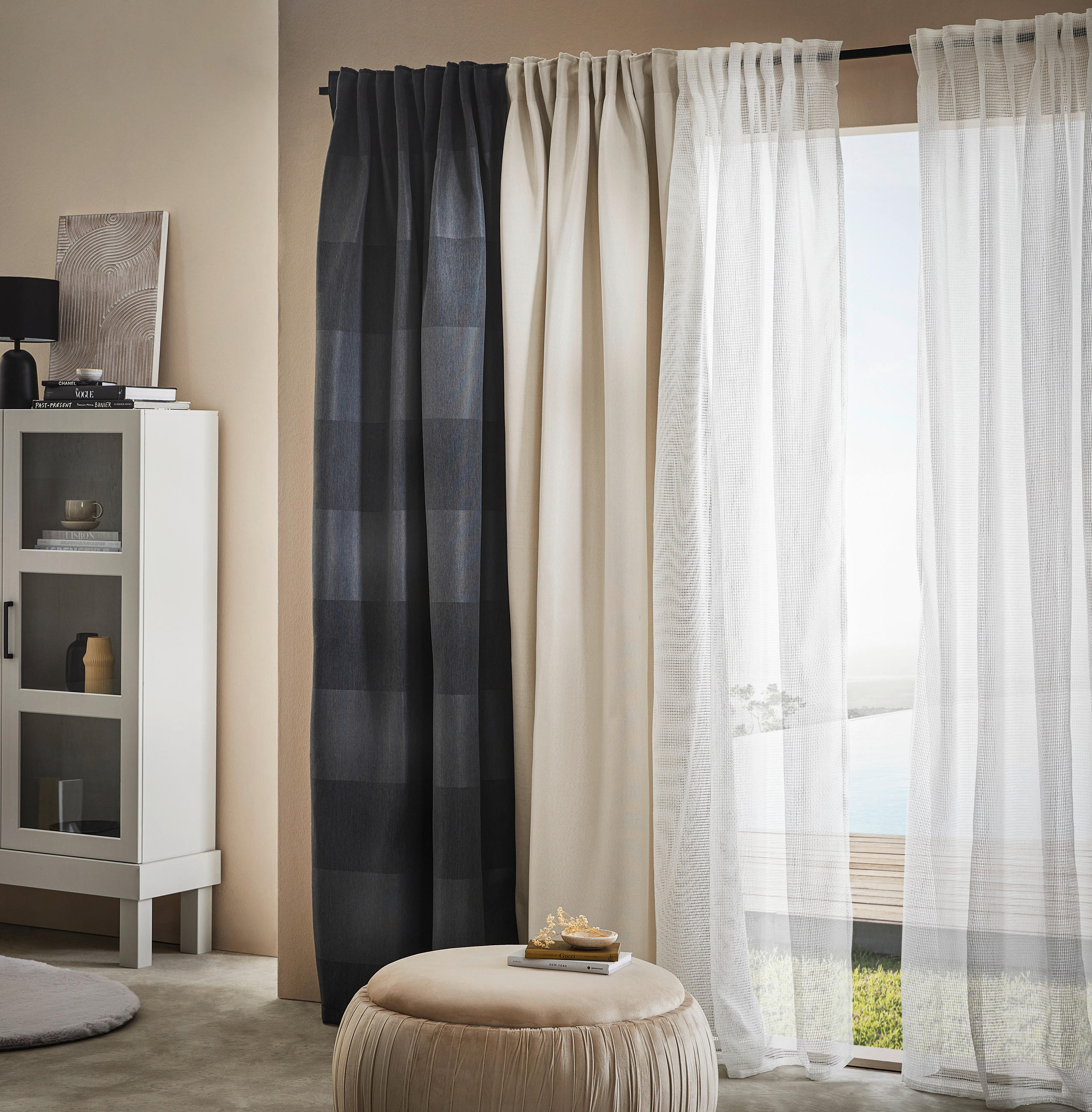 TERMOIZOLAČNÍ ZÁVĚS, zatemnění, 140/245 cm - jadeitově zelená/antracitová, Basics, textil (140/245cm) - Esposa