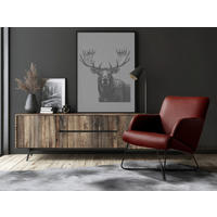 SESSEL in Echtleder Kirschrot  - Schwarz/Kirschrot, Design, Leder/Metall (67/87/74cm) - Livetastic