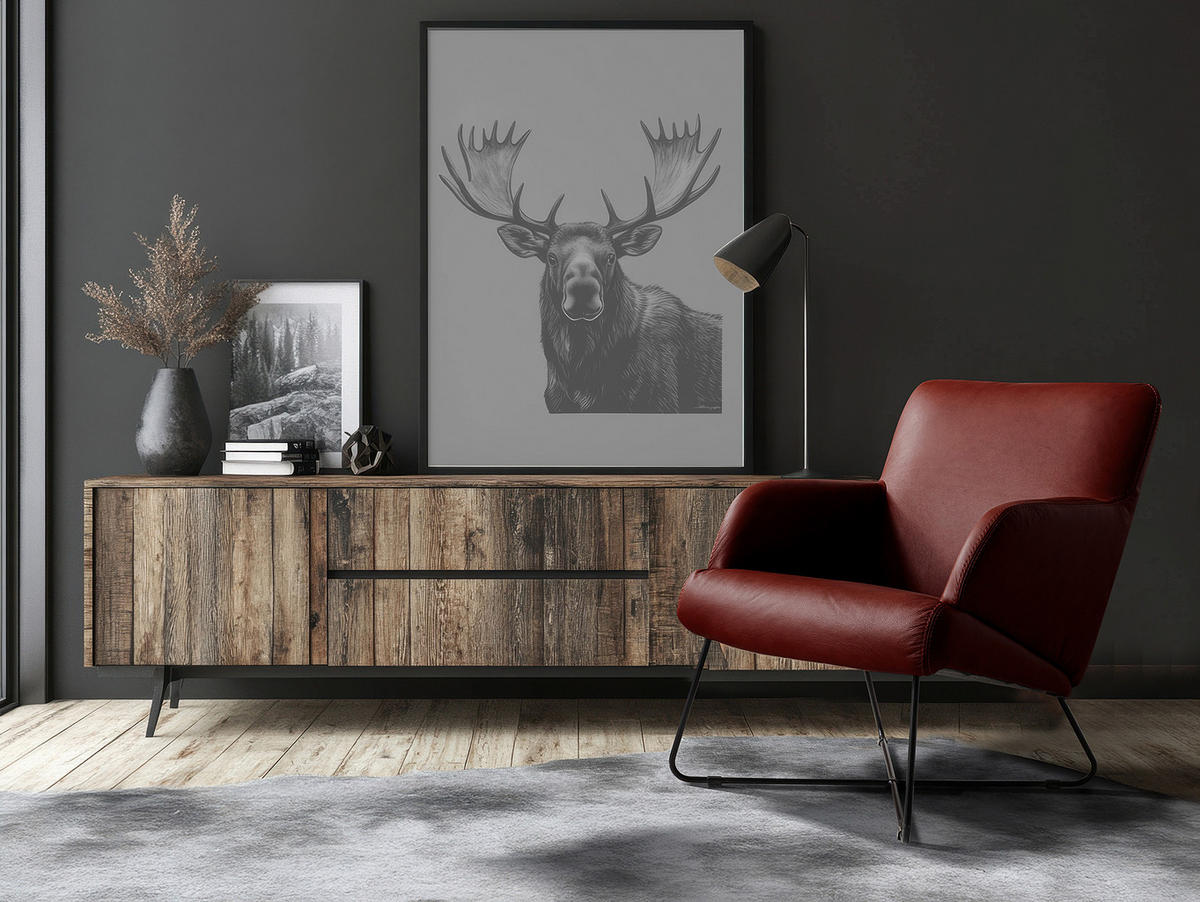 SESSEL in Echtleder Kirschrot  - Schwarz/Kirschrot, Design, Leder/Metall (67/87/74cm) - Livetastic