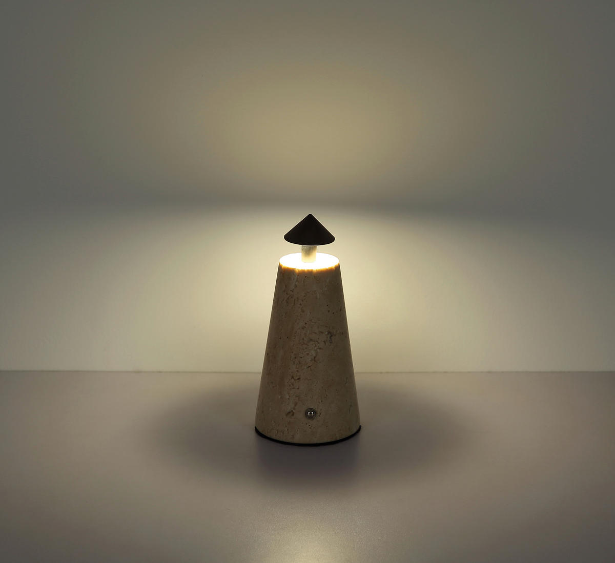 AKKU-TISCHLEUCHTE LIVA 9/19 cm  - Schwarzchrom/Schwarz, Design, Kunststoff/Stein (9/19cm) - Globo
