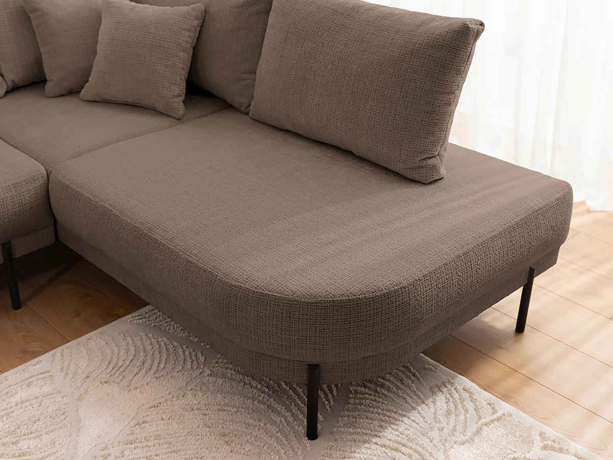 ECKSOFA Mauris in Chenille Taupe Rückenkissen  233/200 cm  - Taupe/Schwarz, Design, Kunststoff/Textil (233/200cm) - Livetastic