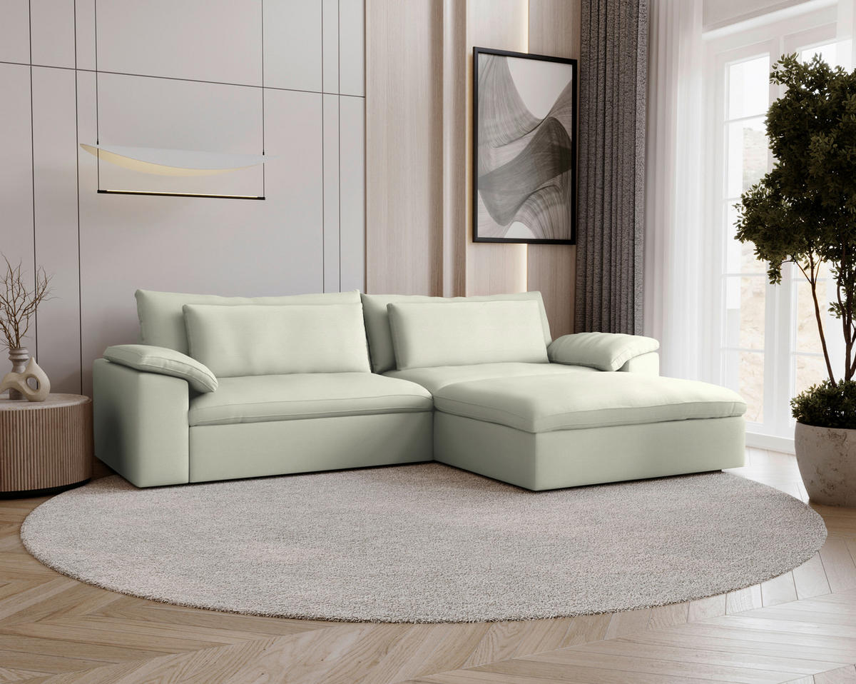 ECKSOFA  Chenille Creme  - Creme/Schwarz, Modern, Kunststoff/Textil (306/198cm) - Carryhome