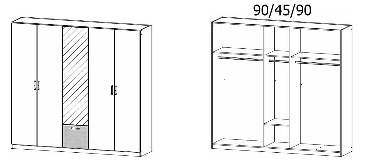 KLEIDERSCHRANK in Grau  - Grau, Basics, Holzwerkstoff/Metall (226/210/54cm) - Boxxx