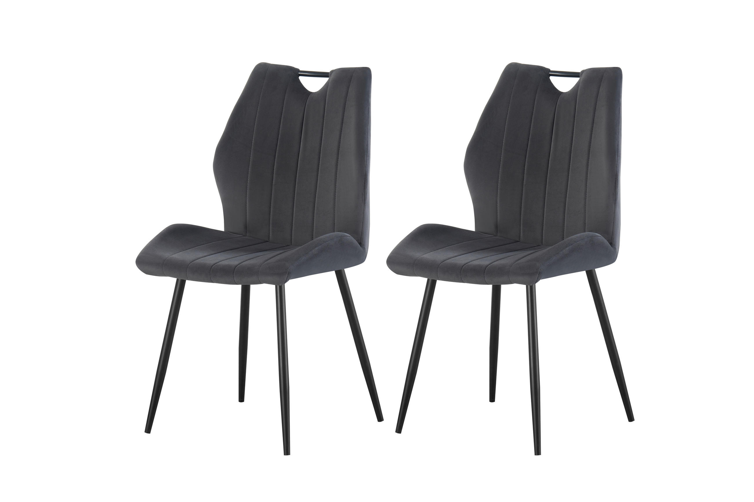 STUHL-SET 2 Stück  in Webstoff  - Anthrazit/Schwarz, MODERN, Textil/Metall (52/75/58cm) - MID.YOU