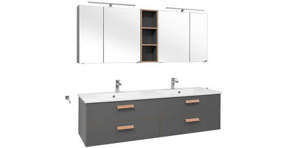 BADEZIMMER in 185 cm - Eichefarben/Eiche Artisan, KONVENTIONELL, Glas/Holz (185cm) - Dieter Knoll