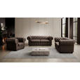 CHESTERFIELD-SESSEL Echtleder Dunkelbraun    - Wengefarben/Dunkelbraun, LIFESTYLE, Leder/Holz (115/76,5/96cm) - Landscape