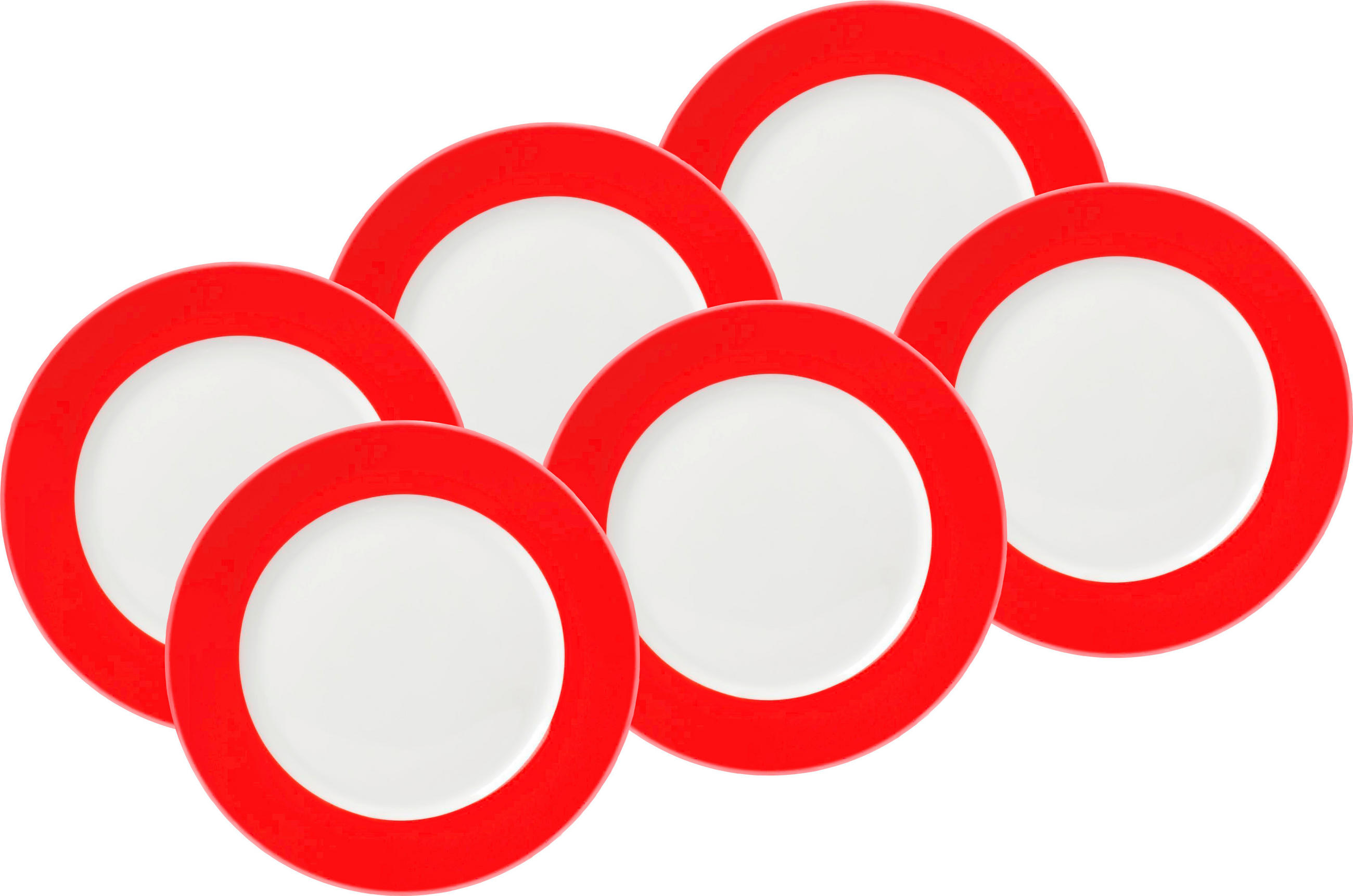 DESSERTTELLERSET VARIO 6-teilig  - Rot/Weiß, Basics, Keramik (20cm) - Van Well