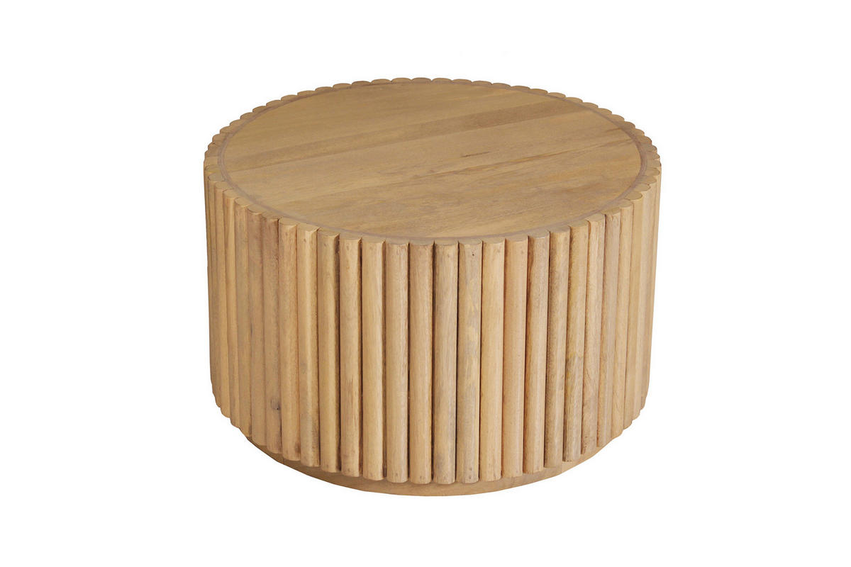 COUCHTISCH Mangoholz massiv 55/55/34 cm rund Naturfarben  - Naturfarben, Design, Holz (55/55/34cm) - MID.YOU